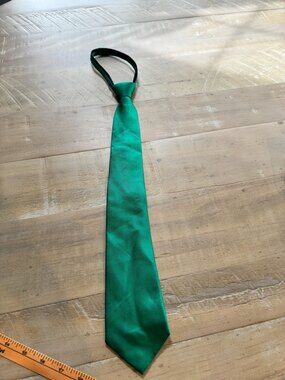 Boys Solid Green Polyester Zipper Tie 20-21 Inches